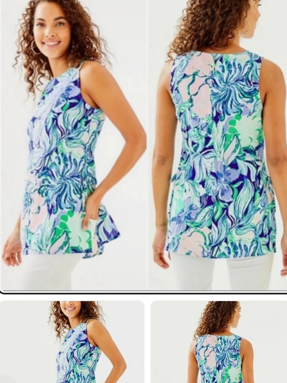 Lilly Pulitzer Sleeveless Floral Tunic in Navy, Pink & Green